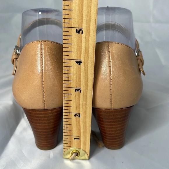 NATURALIZER Swirl Tan Leather Wedge Ankle Strap Shoes Cutout Coastal 6.5W - Picture 13 of 14